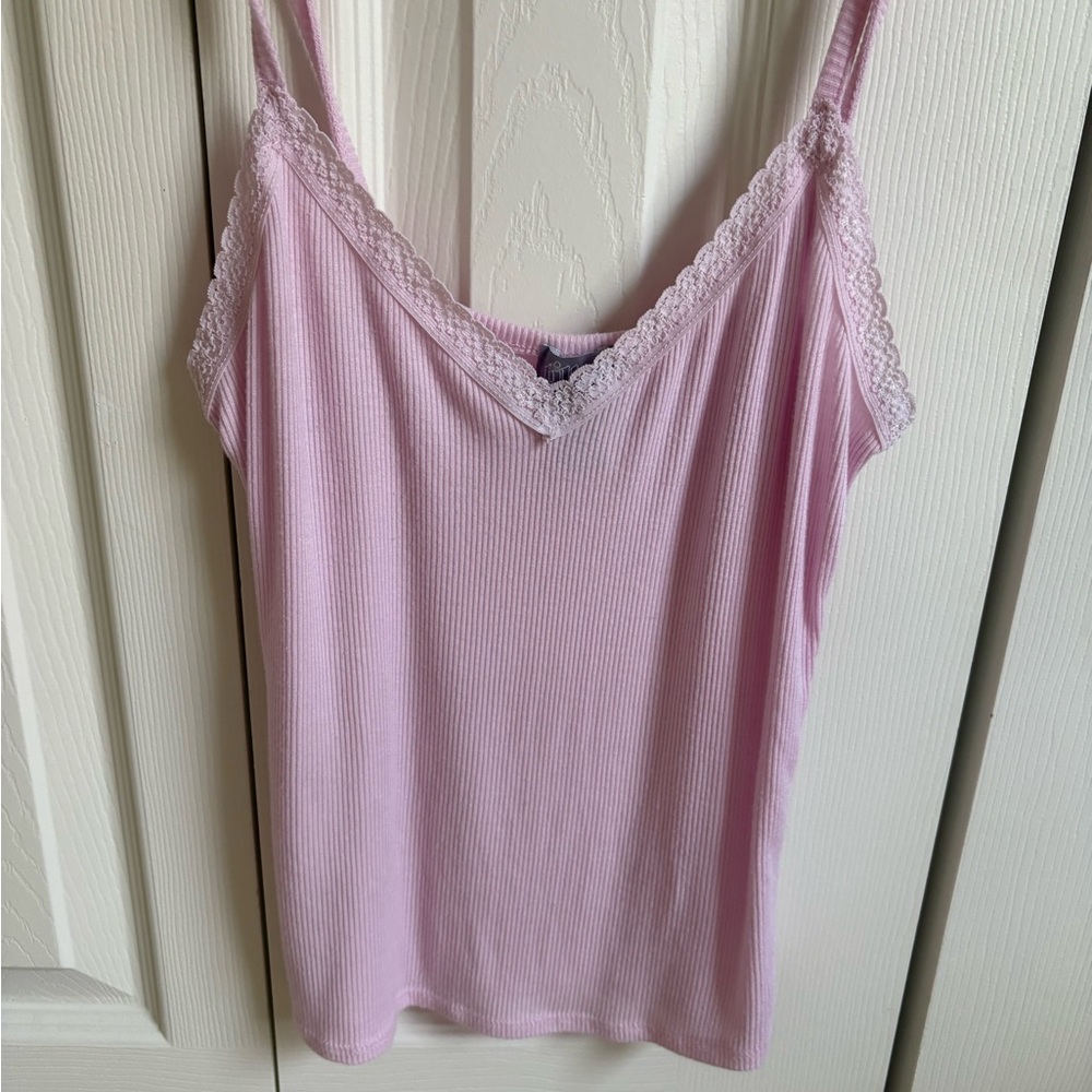 Elegant Pink Lace Trim Camisole